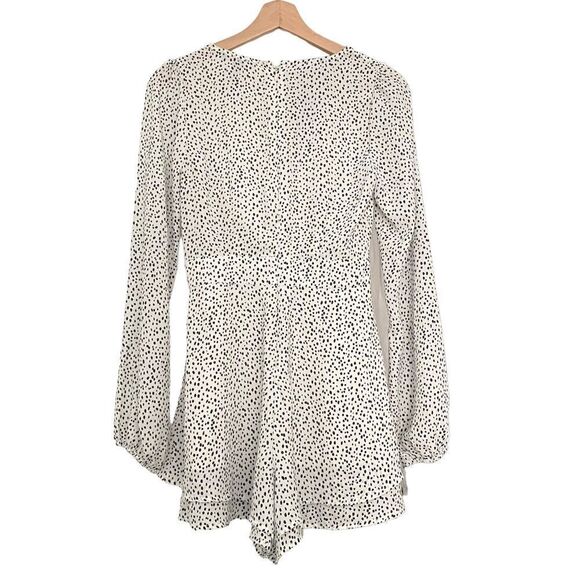 Forever 21 Polka Dot LongSleeved Sheer Blouse Shorts Jumpsuit Romper - Picture 2 of 8